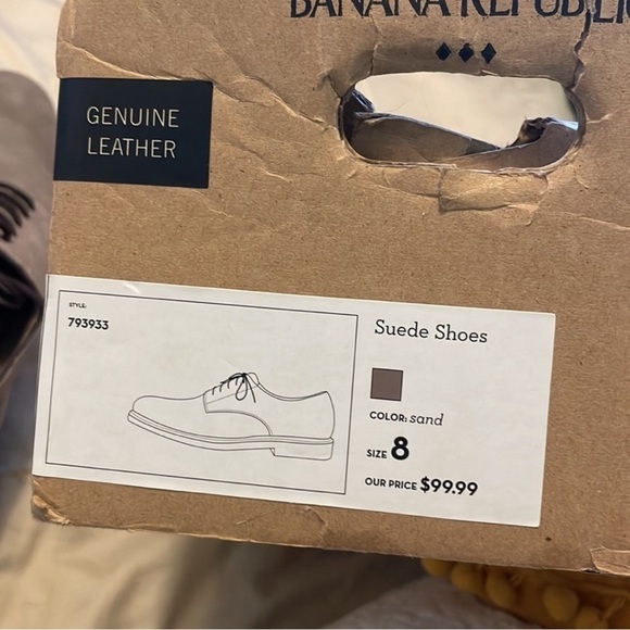 Men’s Banana Republic Tan Suede Leather Brown Lace Casual Dress Shoe size 9 - Picture 13 of 13